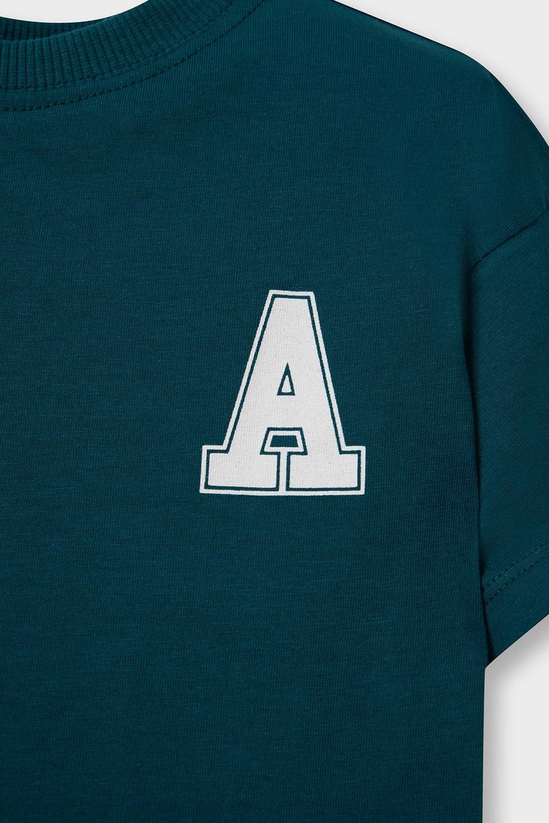 ديفاكتو تيشيرت بيبي اولادي نص كم بطبعة شعار قصة عادية - Image 2